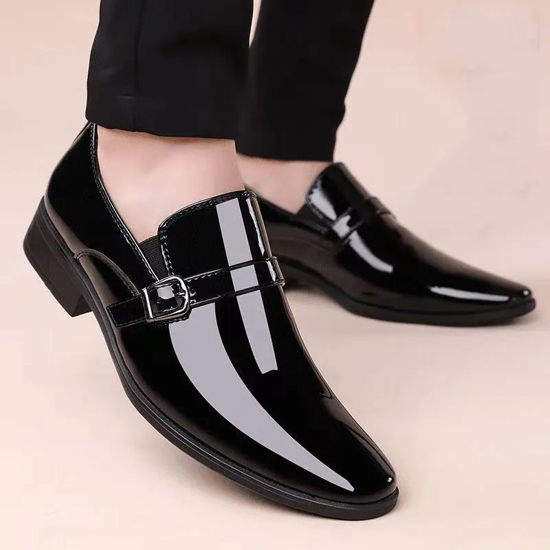 Zapatos de Hebilla Monk de Charol para Hombre Estilo Británico Mocasines Casuales de Negocios Zapatos de Vestir para Boda Oficina