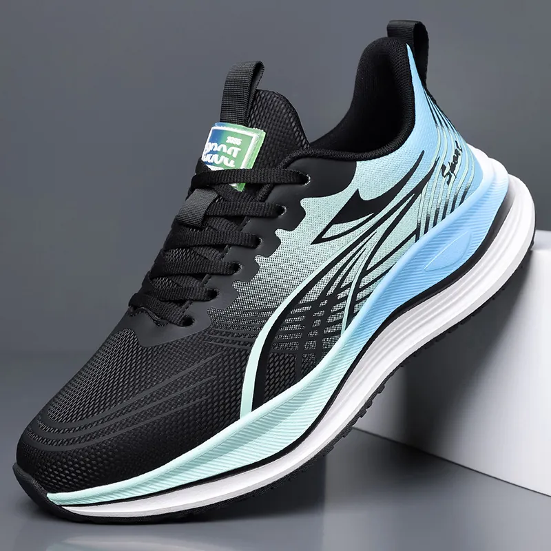 Scarpe da Corsa Sportive Casual da Uomo in Pelle e Rete Traspiranti con Suola Spessa Sneakers Atletiche Antiscivolo