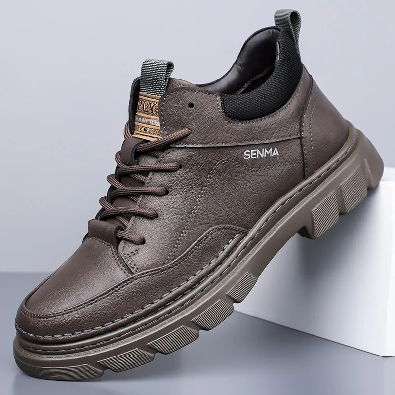 Men's Casual Martin Boots British Style Non-Slip Work Boots Microfiber Leather Lace Up High Top Fashion Outdoor Shoes
