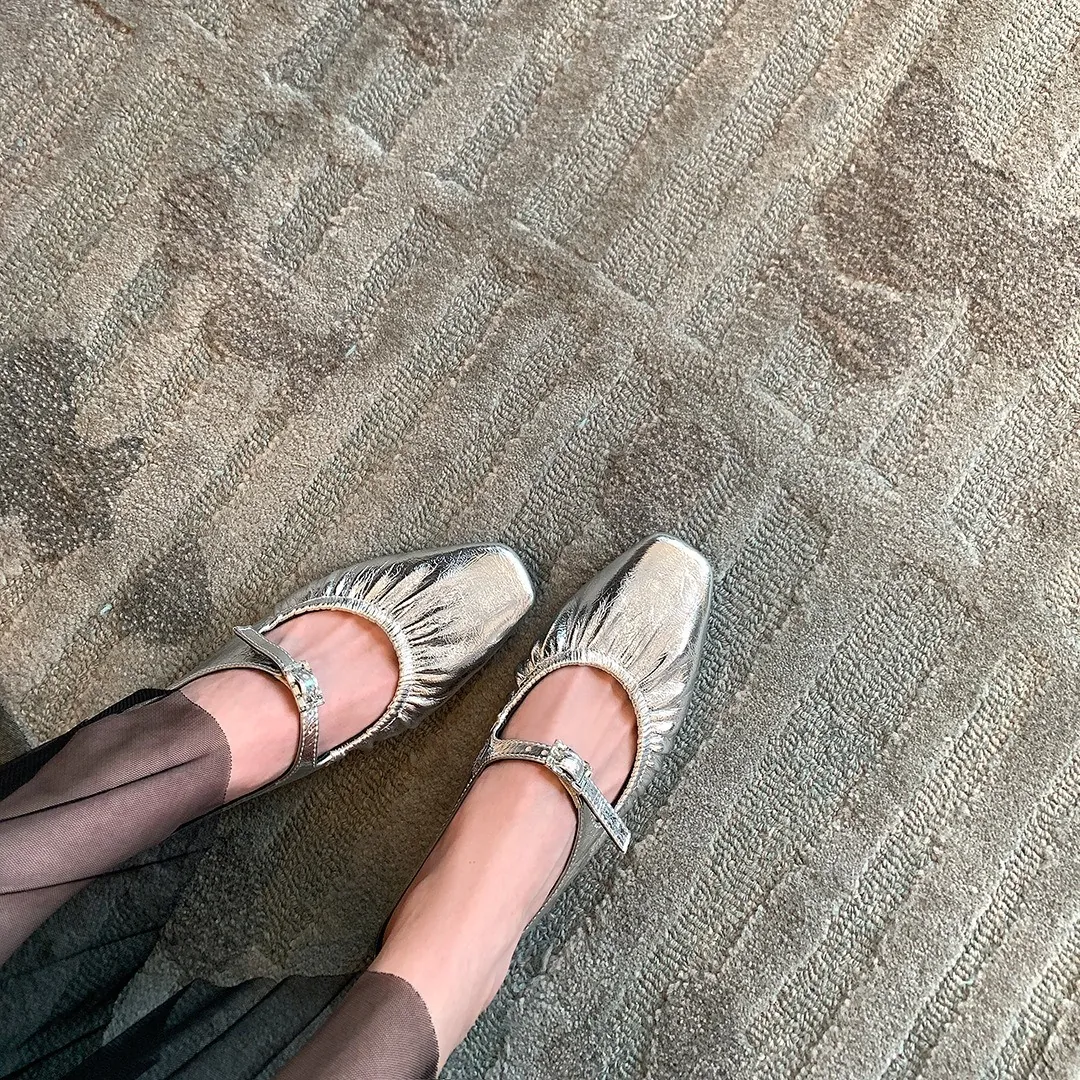 Scarpe Muller Donna Punta Quadrata Arricciata Moda Tacco Largo Basso Mary Jane Slides Pelle Microfibra Mocassini con Fibbia