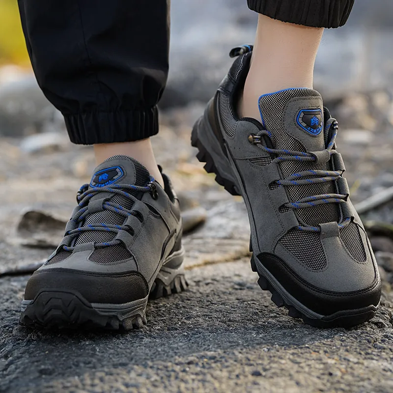 Outdoor Wanderschuhe für Herren Rutschfest Verschleißfest Wildleder Mesh Low-top Trekking-Sneaker Atmungsaktive Bergschuhe für Herren