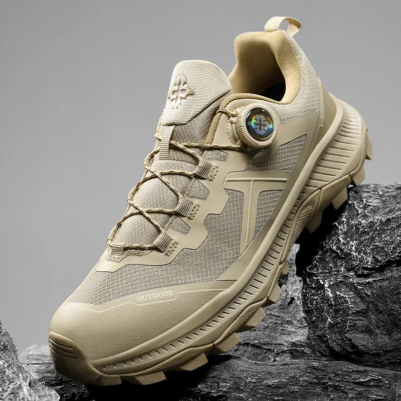 Men Outdoor Hiking Shoes Non-slip Mountaineering Sneakers With Rotating Buckle Breathable Cross Country Running Shoes
