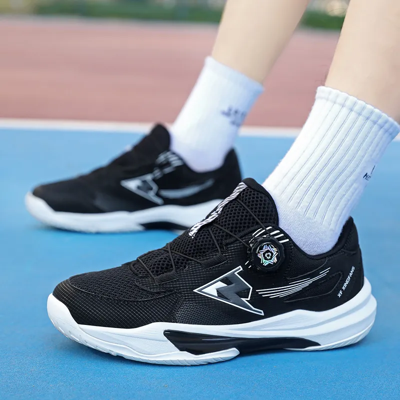 Lightweight Professional Tennis Shoes Breathable Mesh Badminton Shoes With Rotary Buckle Non Slip Sports Training Sneakers For Men Women