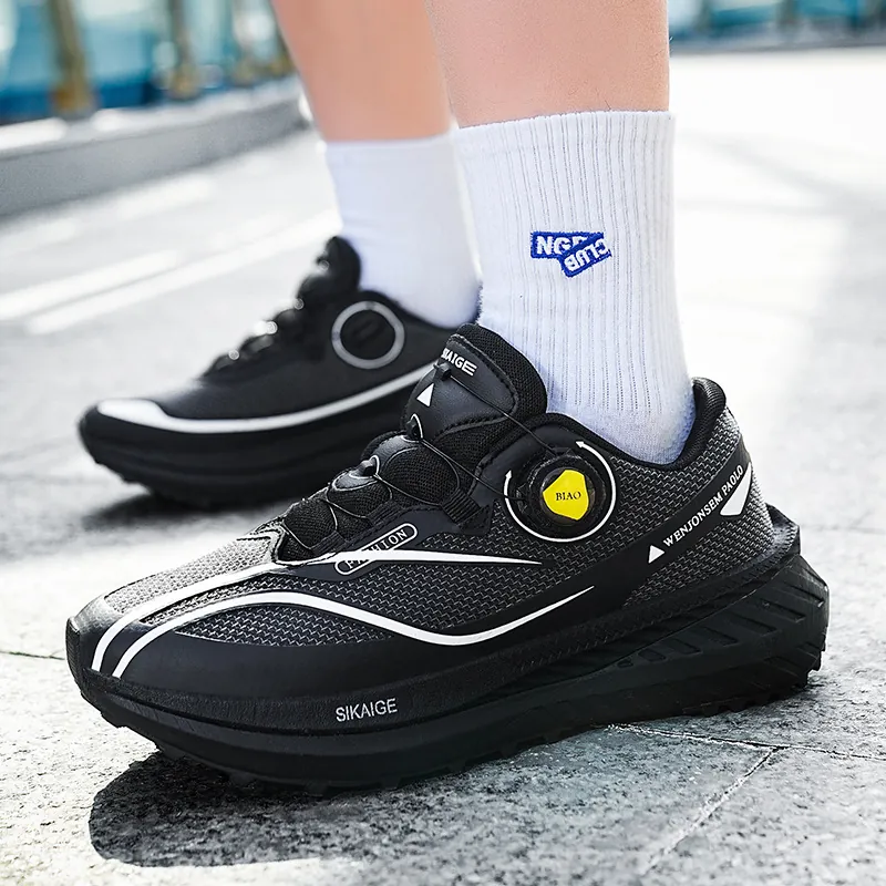 Zapatillas de Correr Transpirables para Hombre Con Hebilla Rotativa Deportivas Ligeras Amortiguadas Zapatos de Jogging de Malla para Exterior