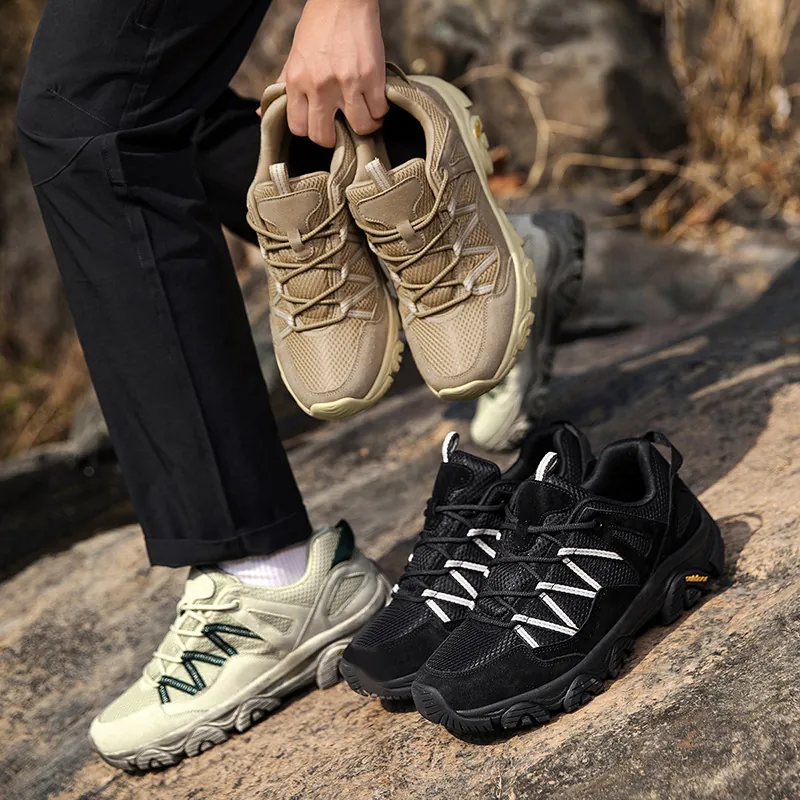 Zapatos de Senderismo Montañismo al Aire Libre para Hombre Resistentes al Desgaste Antideslizantes Transpirables de Malla Empalme Sneakers para Aventura Casual