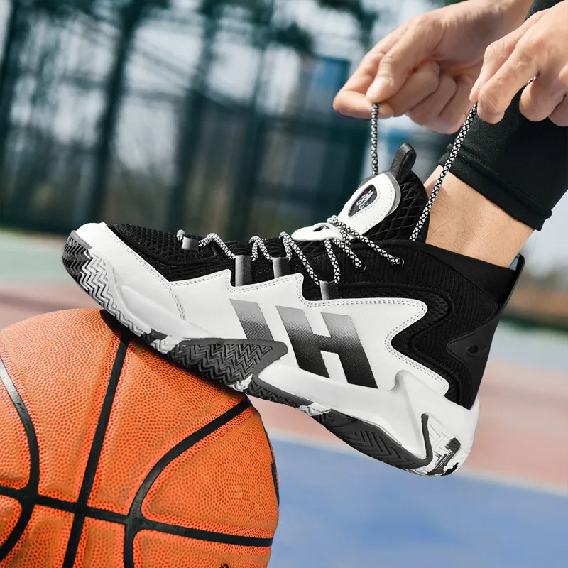 Chaussures de Basket-Ball Montantes pour Hommes Baskets de Sport en Maille Respirante Semelle en Caoutchouc Antidérapante