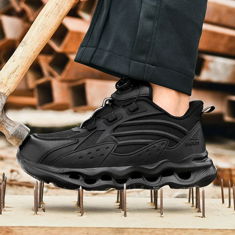 Professional Steel Toe Safety Shoes For Men Women Puncture Proof Work Boots With Rotary Buckle Breathable Industrial Shoes