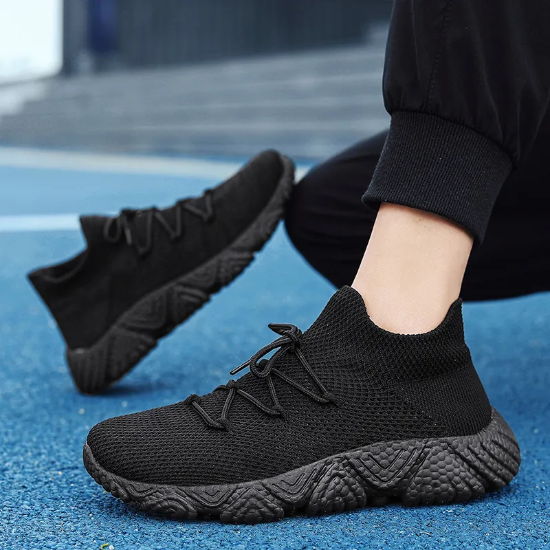 Herren Atmungsaktive Flyknit Sneaker Dicke Sohle Lässig Netz Sport Schuhe Outdoor Laufen Gehen Socken Sneaker Leicht Mode Trainer