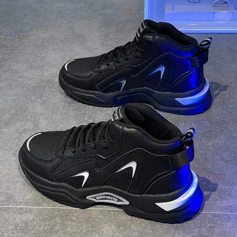 Ανδρικά Ψηλά Sneakers Δέρμα PU Casual Streetwear Παχιά Σόλα Ρετρό Παπούτσια Άνετα Αναπνεύσιμα Αθλητικά Παπούτσια Πεζοπορίας
