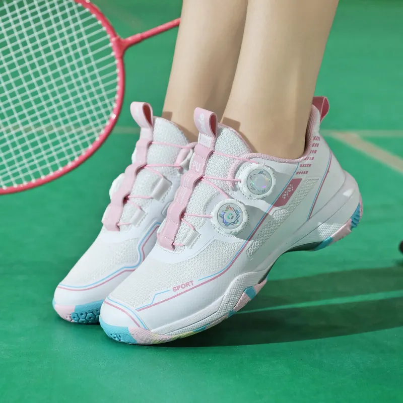 Chaussures de Badminton Professionnelles pour Hommes Femmes Chaussures de Sport en Salle Respirantes Avec Double Fermeture à Molette Semelle Antidérapante