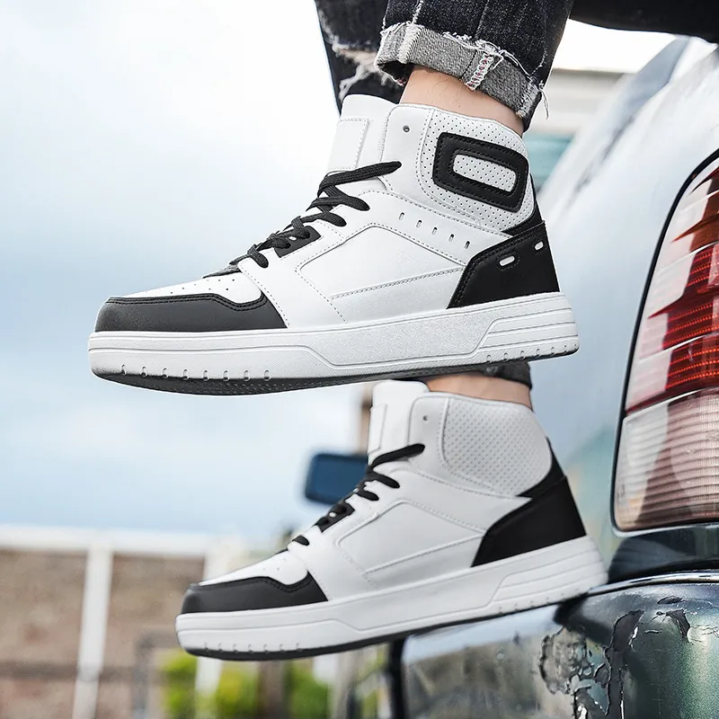 Sneaker High-Top da Uomo Trendy in Pelle PU Stile Street Scarpe Casual Leggere Antiscivolo Scarpe da Skate alla Moda da Uomo