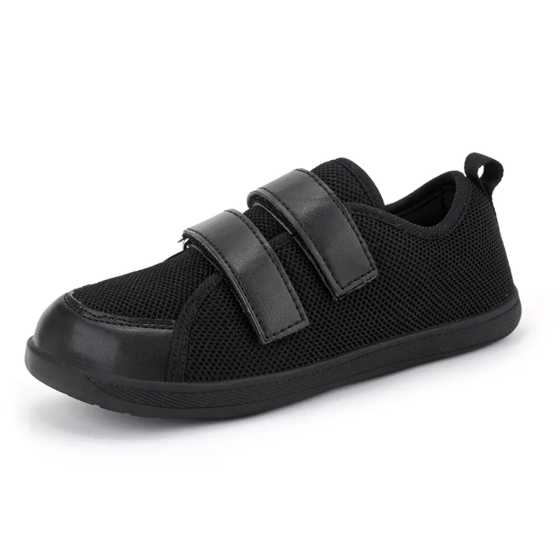 Kids Mesh Fabric Synthetic Leather Barefoot Wide Toe Box Sneakers Non-Slip Rubber Sole Velcro Running Hiking Casual Shoes Boys Girls
