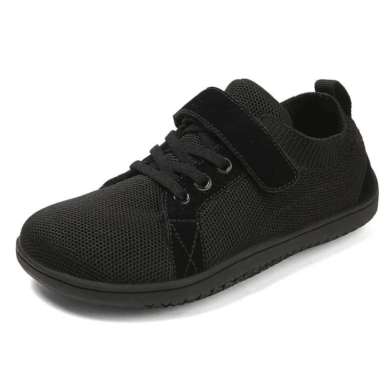 Children's Barefoot Shoes Breathable Mesh Knitted Wide Toe Box Kids Casual Sneakers Lightweight Hook and Loop Sport Shoes For Boys Girls