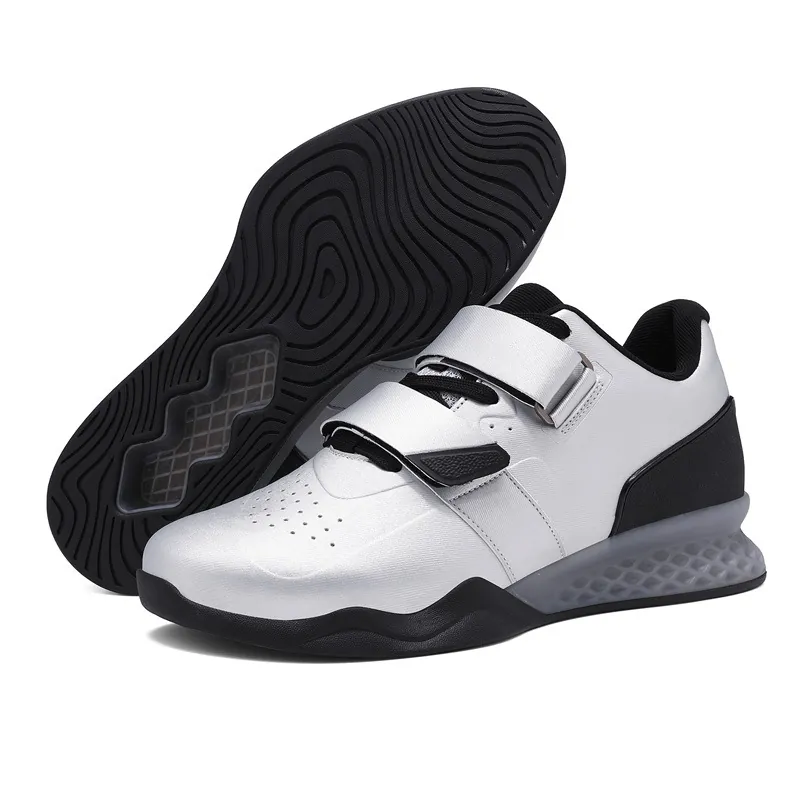Professional Weightlifting Shoes Men Women Squat Training Shoes Double Hook Loop Straps TPU Support Non-Slip Rubber Sole Powerlifting Gym Sneakers
