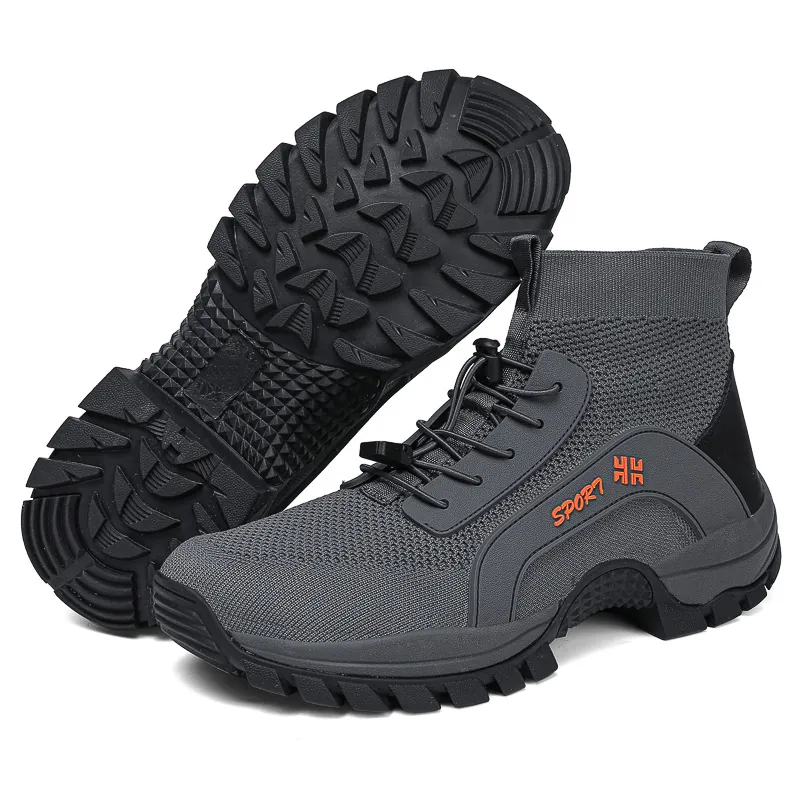 Zapatos de Senderismo al Aire Libre para Hombre Mujer Zapatillas de Fly-knit Transpirables de Caña Alta Ligeras Antideslizantes Zapatos de Caminar Deportivos Casuales