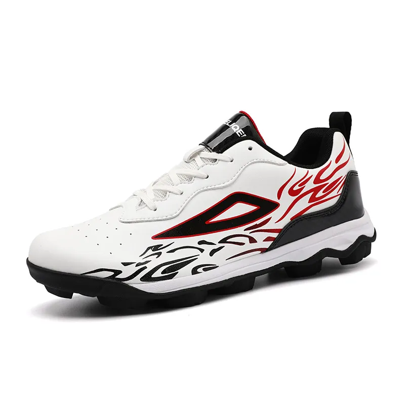 Men Professional Soccer Cleats Non-Slip Turf Training Shoes Flame Pattern Synthetic Leather Athletic Football Sneakers For Men Youth