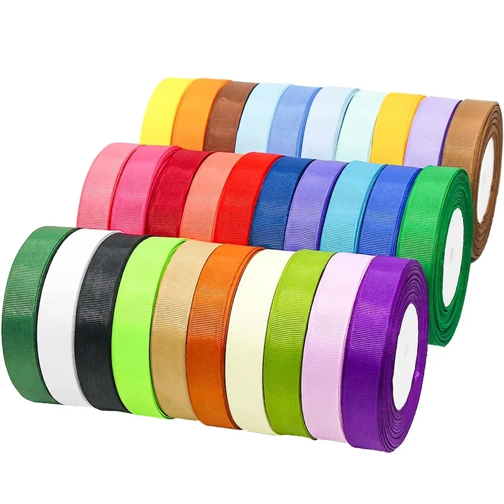 Grosgrain Ribbon Ribbed Polyester Fabric For Gift Wrapping DIY Crafts Handmade Hair Accessories Clothing Sewing Trim Roll