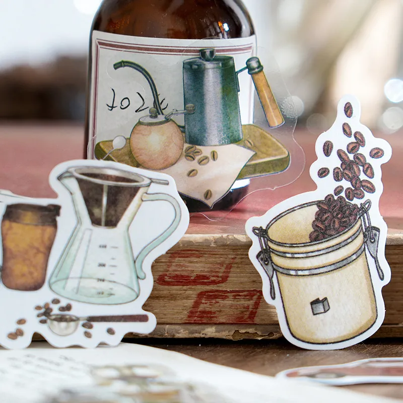 Paquete de Pegatinas Washi PET Vintage para Diarios Bricolaje Álbum de Recortes Decorativo Estética Retro Ilustración