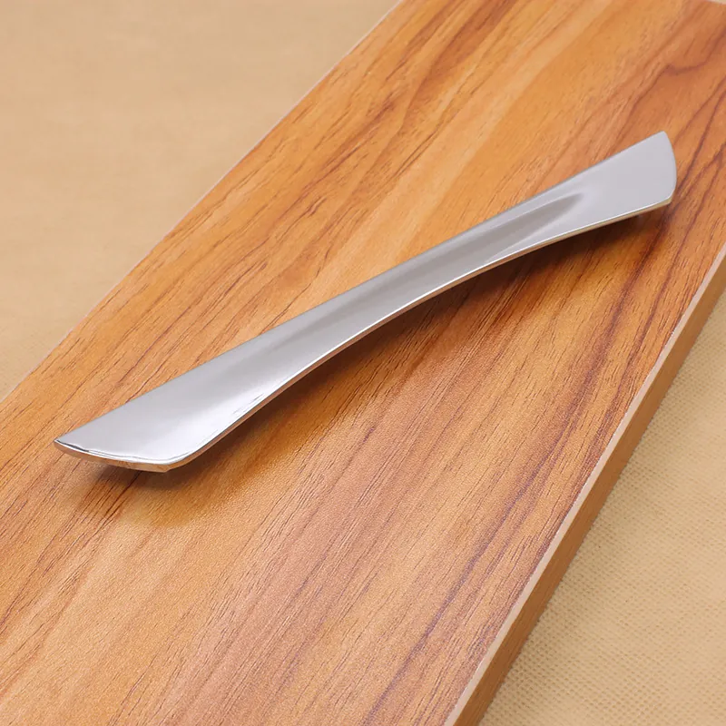 Modern Minimalist Zinc Alloy Furniture Handle Bright Chrome Cabinet Drawer Pull Handle Hardware For Home Office Furniture