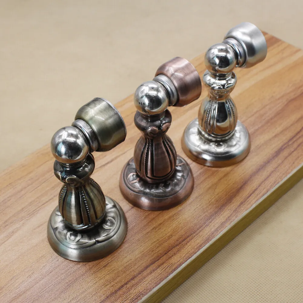 Vintage European Zinc Alloy Magnetic Door Stopper Heavy Duty Wall Mounted Door Catch Relief Pattern Decorative Door Holder