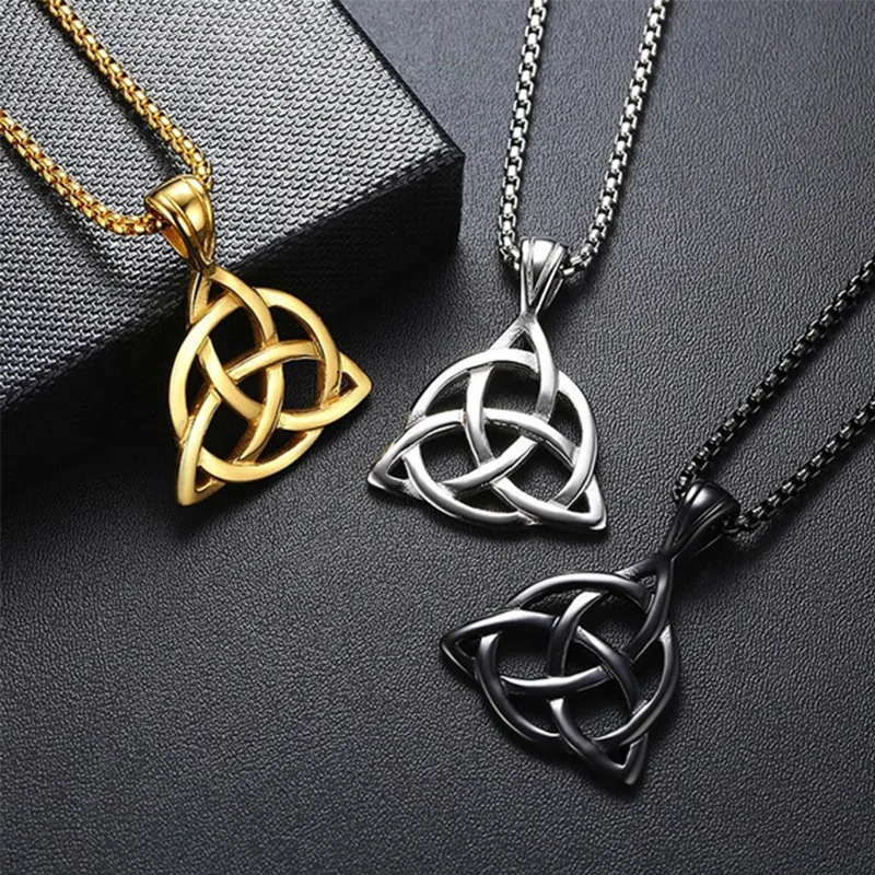 Vintage Celtic Knot Stainless Steel Necklace Gothic Snake Skull Dragon Pendant Necklace With Box Chain For Men Women Jewelry