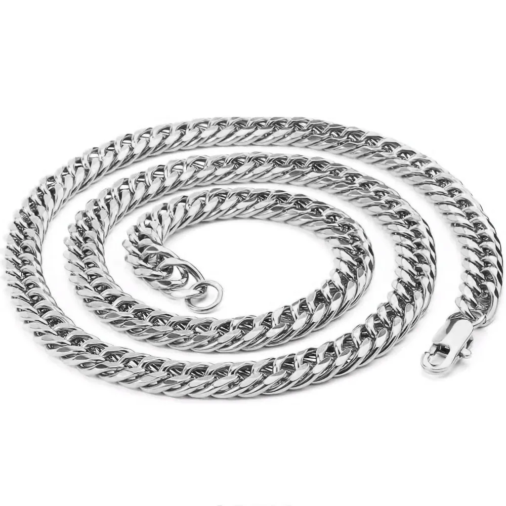 Collier et Bracelet Unisexe en Acier Inoxydable Maille Gourmette Argent Or Poli Bijoux pour Hommes Femmes