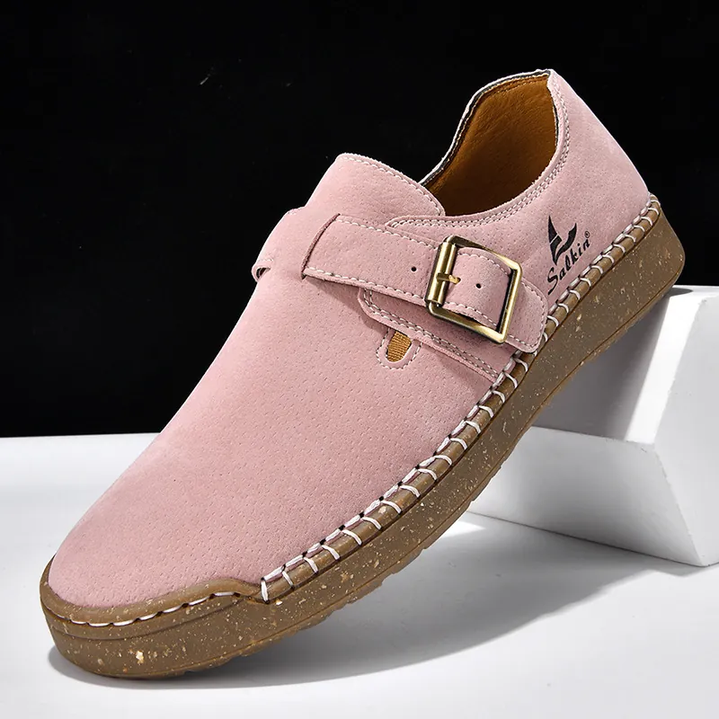 Zapatos Planos de Gamuza para Mujer Estilo Birkenstock Minimalista Zapatos de Enfermera Cómodos con Hebilla Casuales