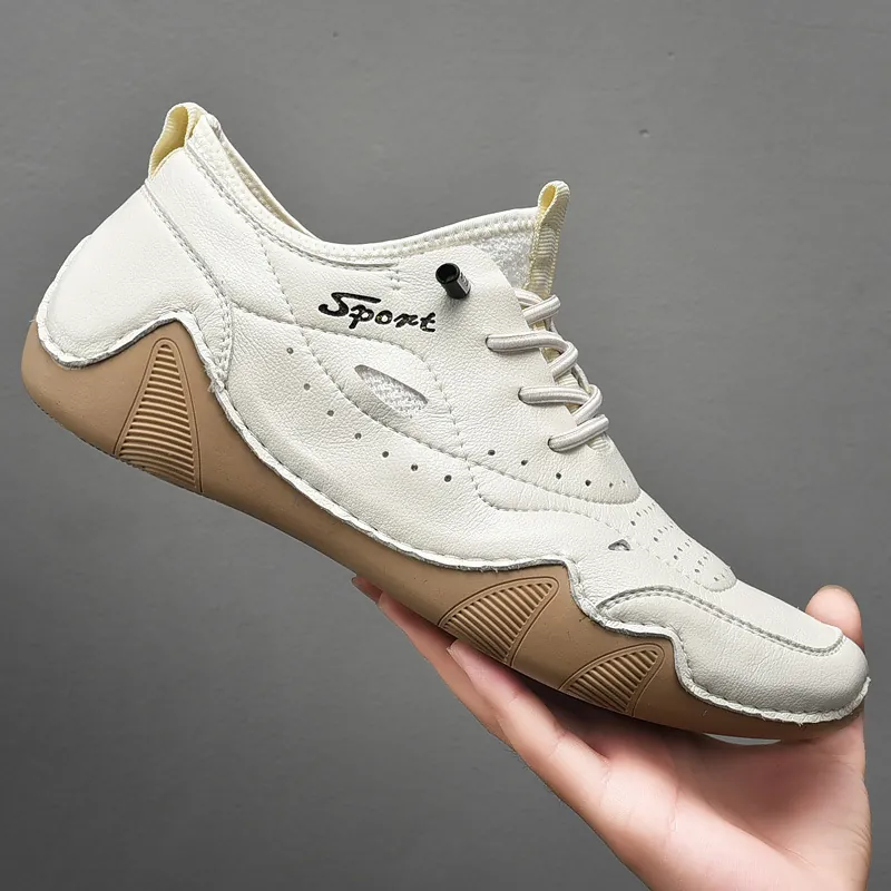 Herren Freizeitschuhe aus Spalt-Rindsleder Atmungsaktive Perforierte Loafer Höhenvergrößerung Rutschfeste Gummisohle