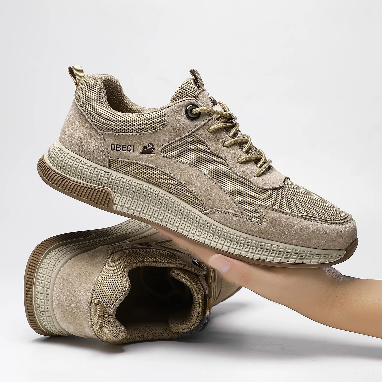 Men's Breathable Leather Mesh Board Shoes Casual Outdoor Lightweight Sneakers Fashion Walking Shoes For Men Large Size
