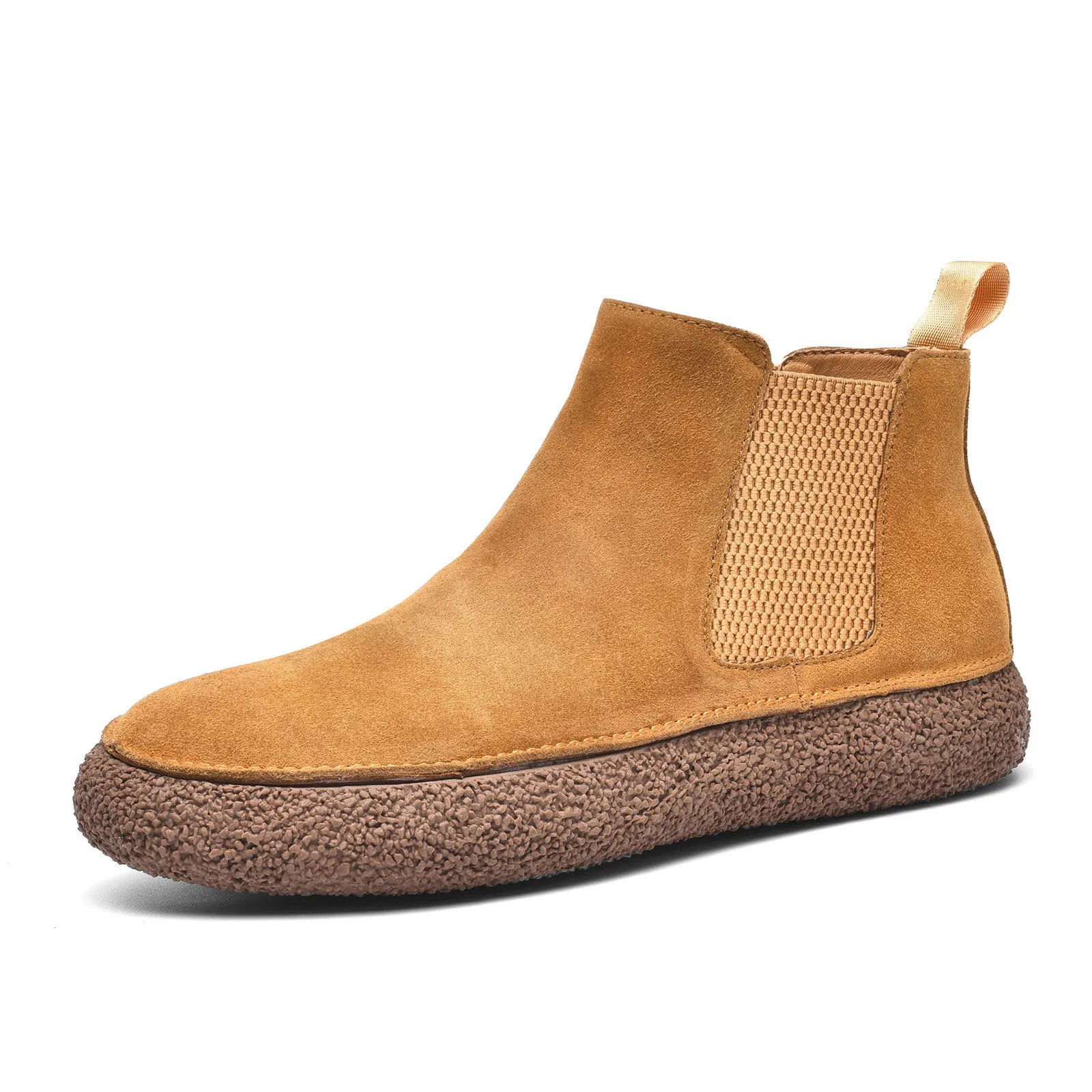 Bottines Chelsea Vintage en Daim pour Hommes Bottines Martin Décontractées Semelle Épaisse Respirante Semelle en Caoutchouc à Enfiler Lacets Chaussures