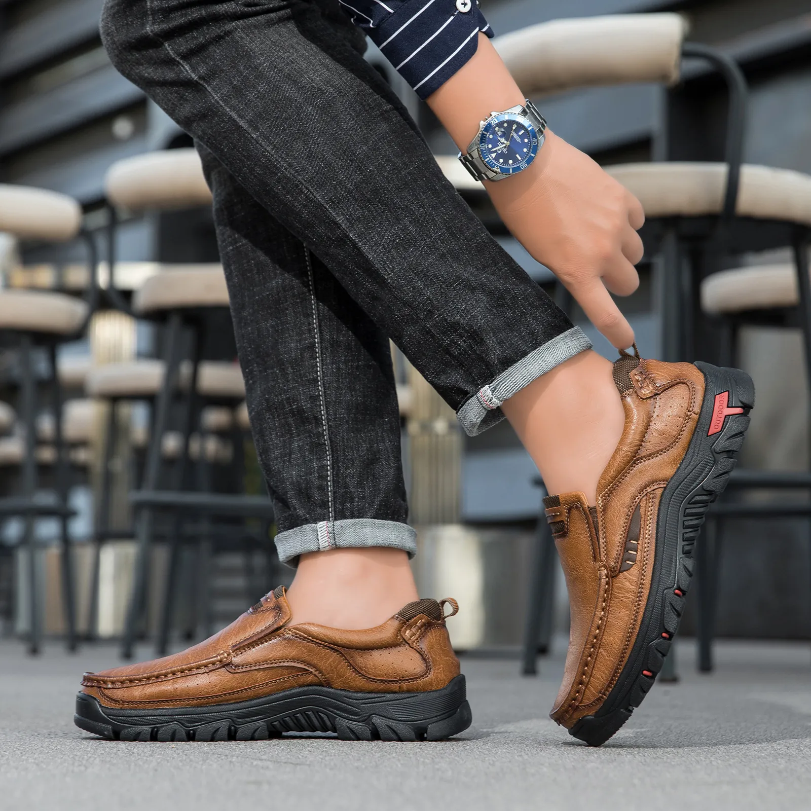 Chaussures en Cuir Décontractées pour Hommes Slipper Loafers Tige en Microfibre Semelle en Caoutchouc Résistante à l'Usure pour la Marche Quotidienne Confortable