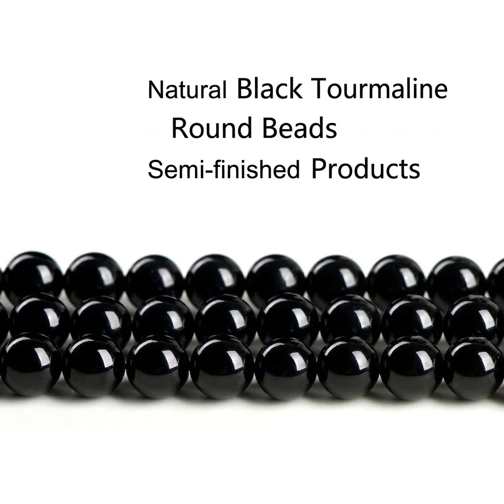 Natural Black Tourmaline Round Loose Beads For DIY Jewelry Making Polished Semi-Finished Gemstone Beads Handmade Accessories