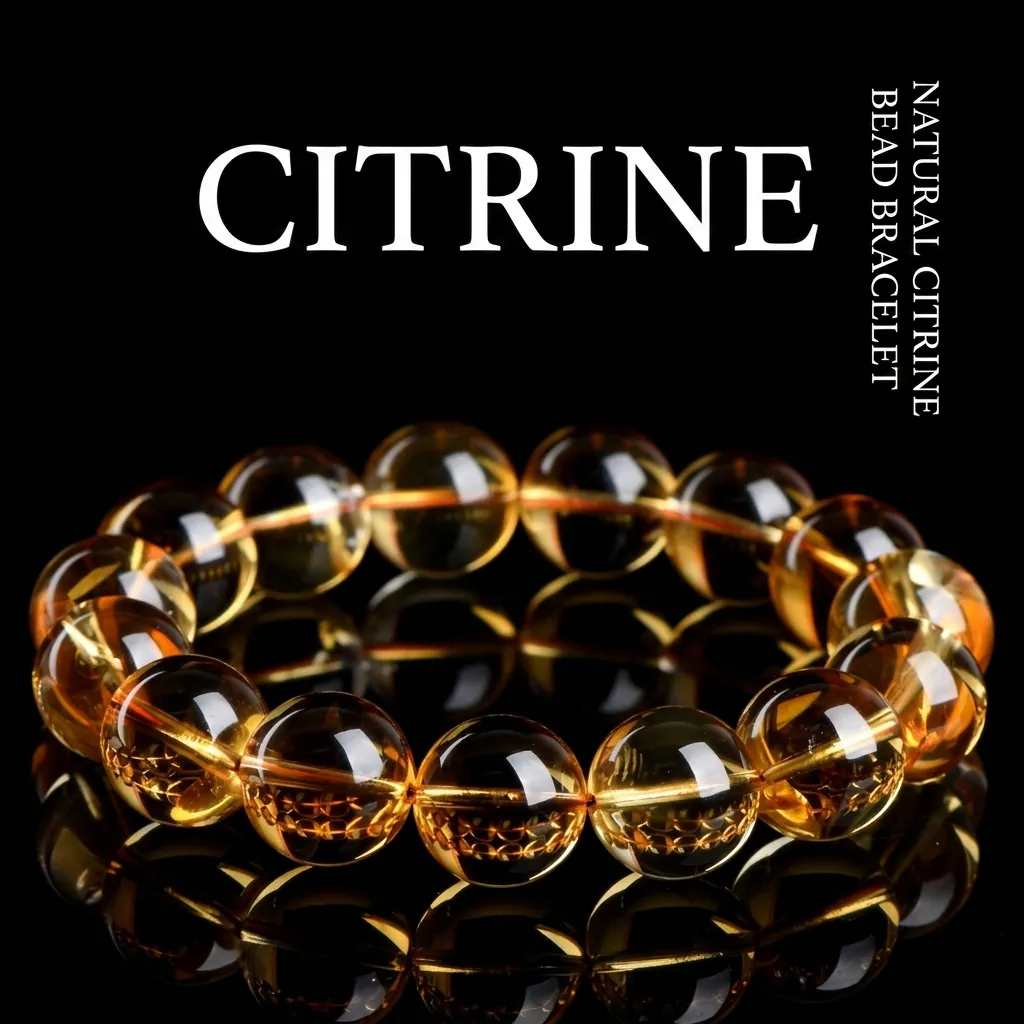 Natural Citrine Bracelet For Women Men Brazilian Crystal Round Bead Elastic Stretch Bracelet Yellow Gemstone Jewelry Healing Stone