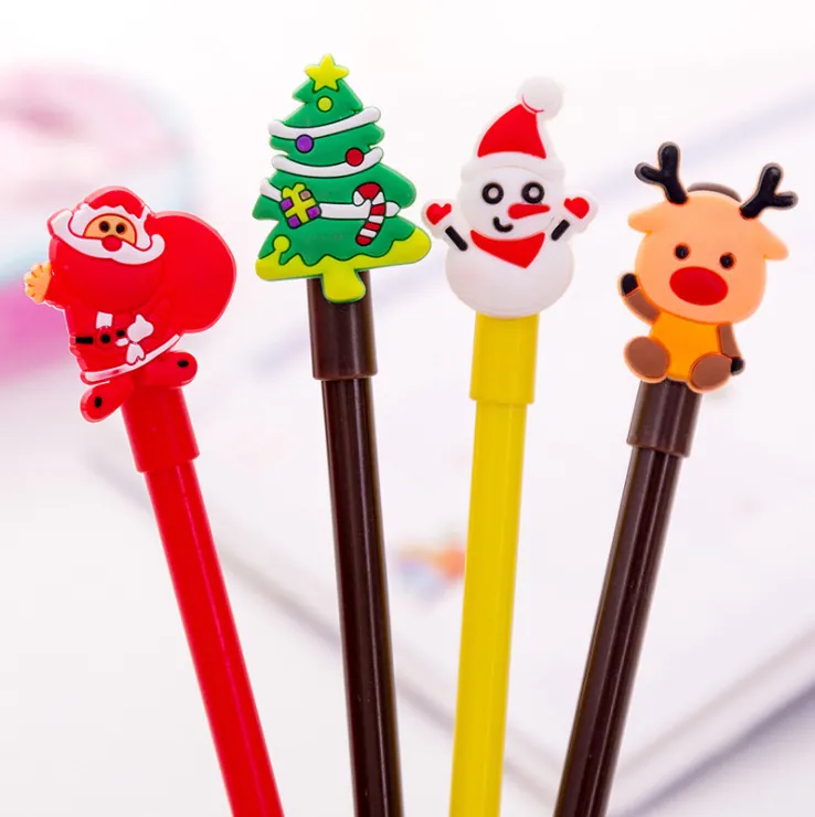 Weihnachten Cartoon Gel Stift Kunststoff Silikon 0.5mm Schwarze Tinte Signaturstift Für Schule Büro Schreibwaren Geschenk