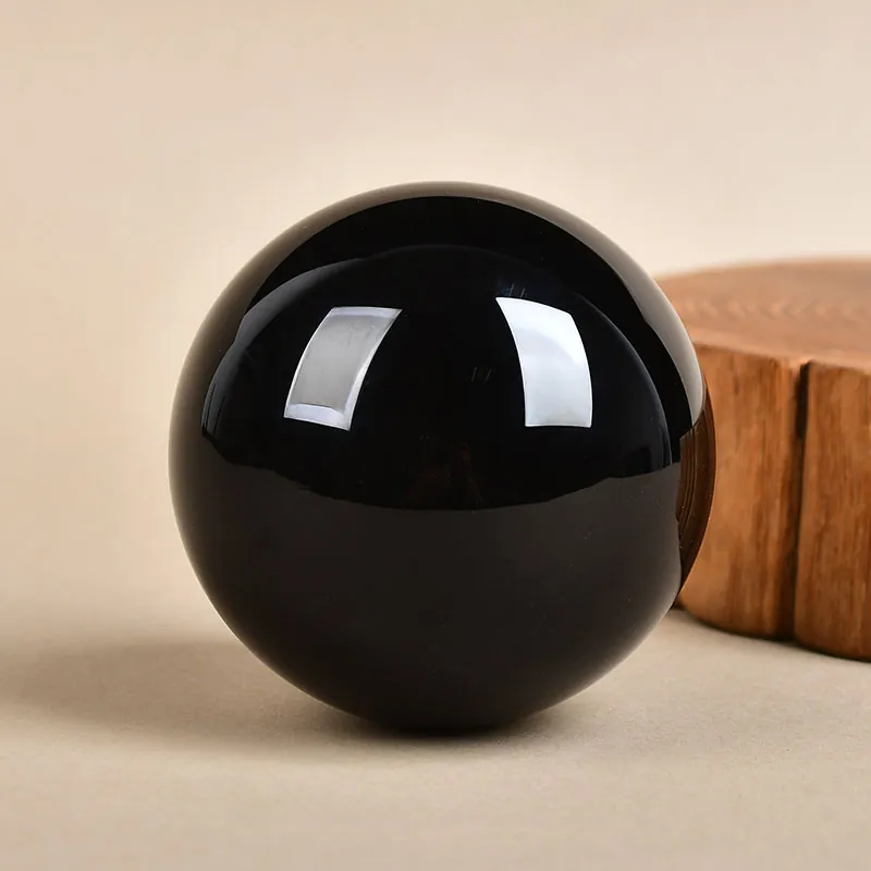 Polished Black Artificial Obsidian Glass Sphere Feng Shui Ball Decorative Crystal Globe Ornament For Home Office Desk