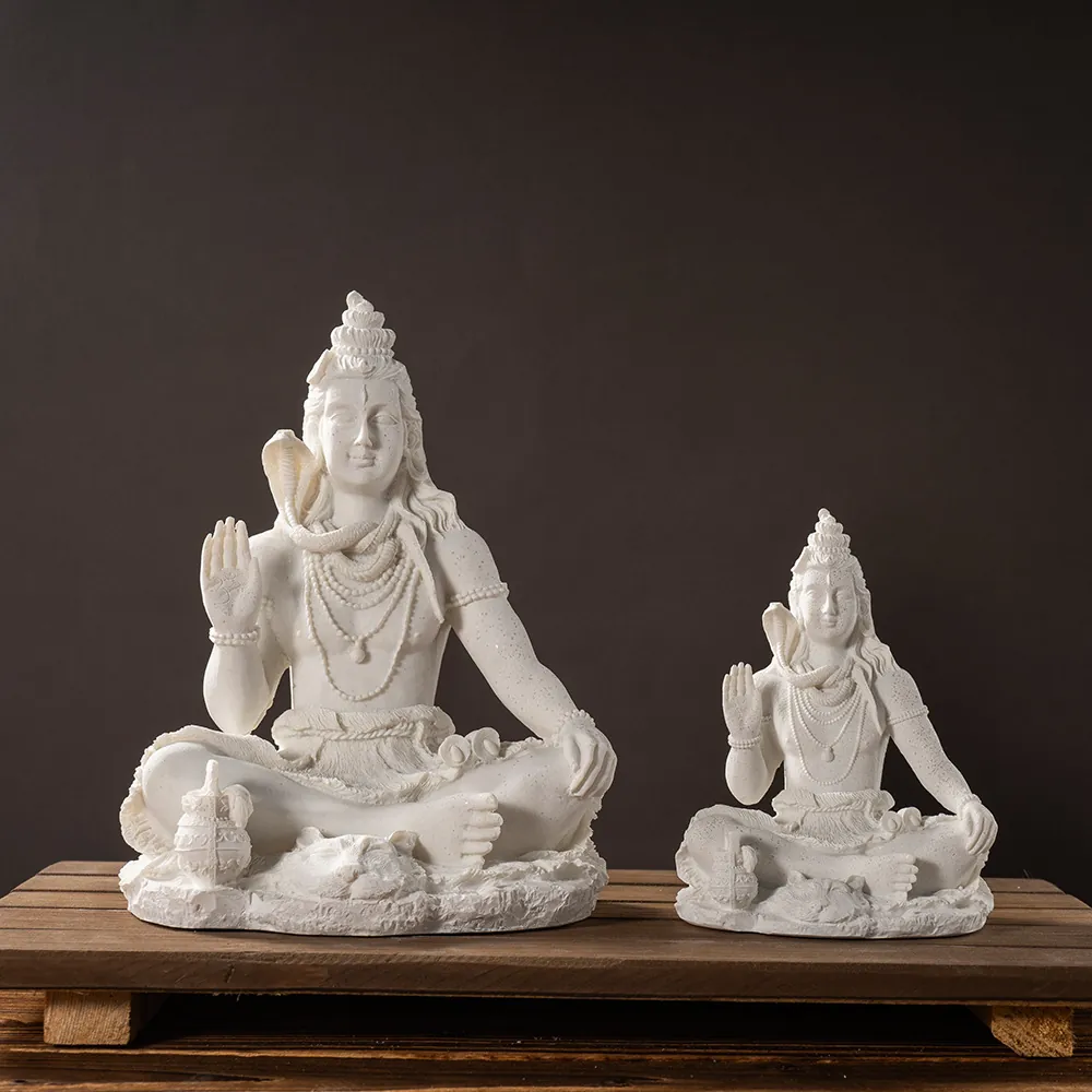 Lord Shiva Statue White Resin Hindu God Sculpture For Home Office Decor Meditation Spiritual Figurine Desktop Ornament