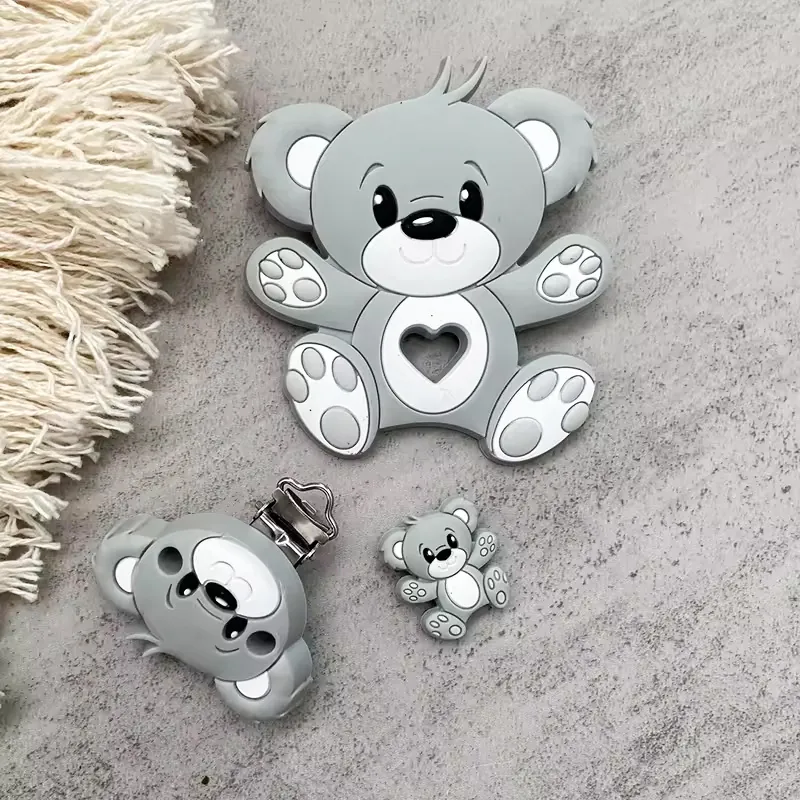 Food Grade Silicone Baby Teether Cartoon Animal Shape Soothing Molar Stick BPA Free Infant Grasping Toy For Boys Girls