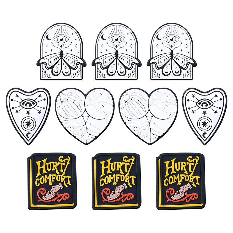 Cuentas de Silicona Góticas Místicas para Joyería DIY Bolígrafos Diseños de Planchette Corazón Ojo Polilla Libro Grado Alimenticio