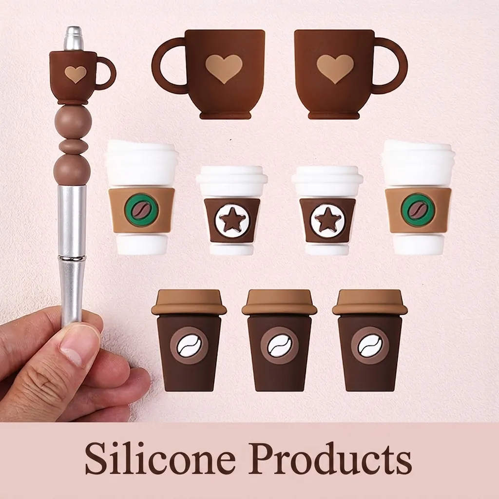 Cuentas de Silicona 3D Taza de Café Silicona de Grado Alimenticio Colgantes de Jarra para Hacer Joyas DIY Accesorio de Bolígrafo