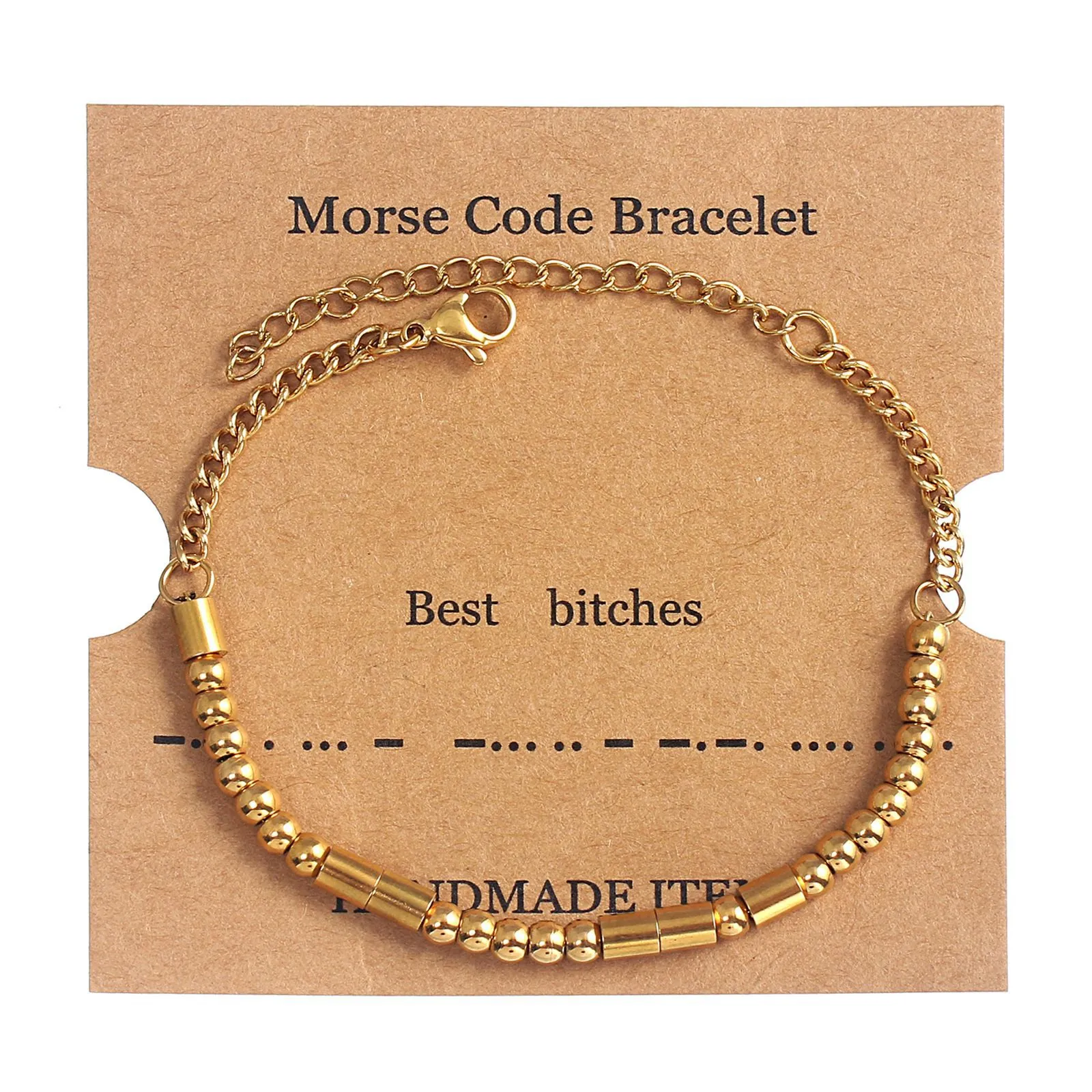 Morse Code Bracelet Stainless Steel Beaded Handmade Adjustable Minimalist Jewelry Gift For Women