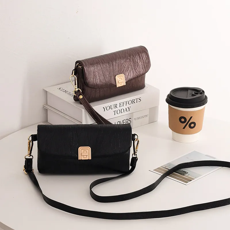 Women Crossbody Phone Bag PU Leather Quilted Leaf Pendant Touchscreen Window Wallet Small Shoulder Purse Multi-Compartment