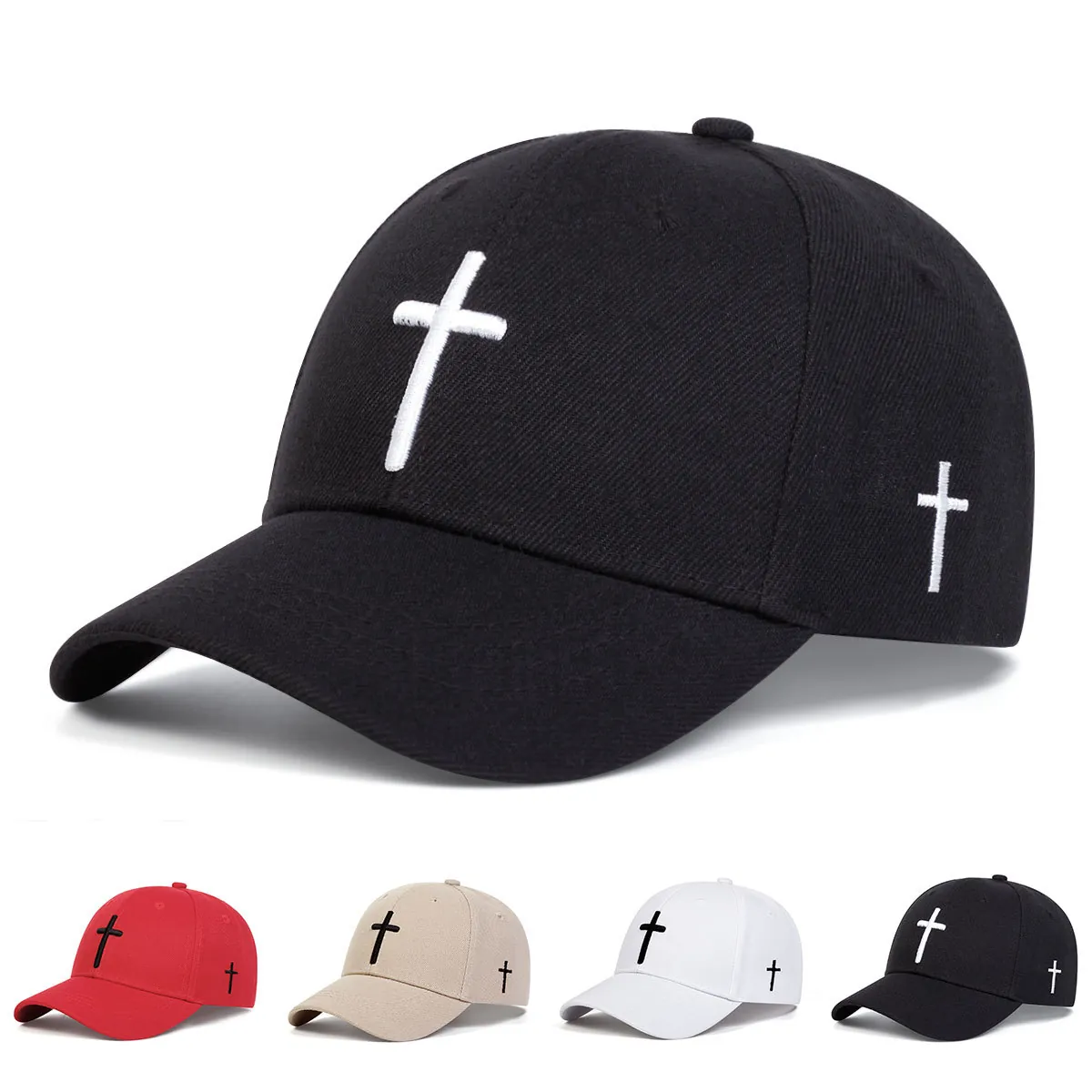 Faith Cross Embroidery Cotton Baseball Cap Adjustable Vintage Dad Hat Men Women Casual Outdoor Sun Protection