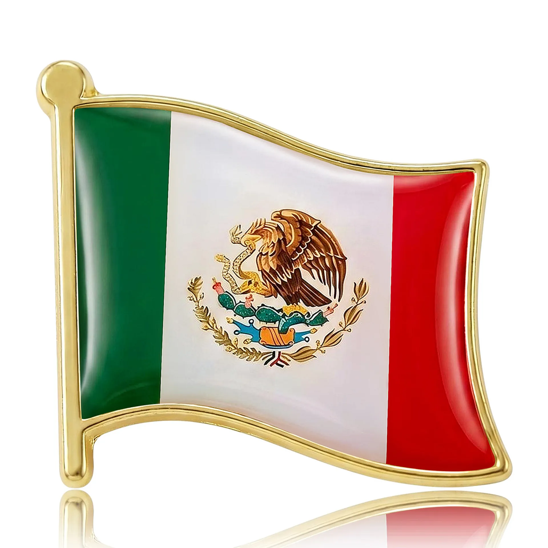 Creative Mexico Flag Enamel Brooch Pin Gold Plated Alloy Badge Fashionable National Flag Lapel Pin For Men Women Clothing Jewelry