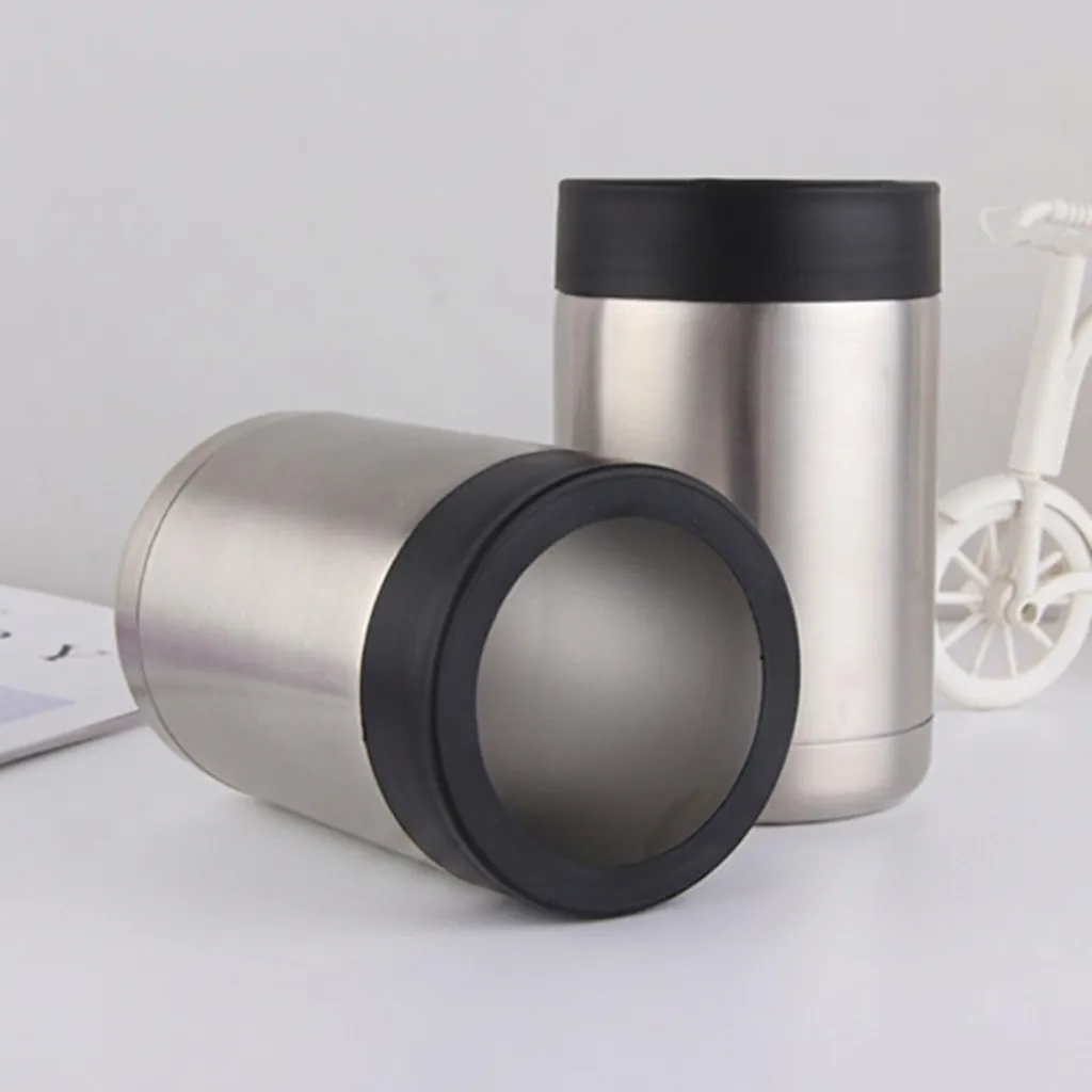 12oz Double Wall Vacuum Insulated Stainless Steel Can Cooler For Beer Soda Cola Beverage Cup Brushed Metal Portable Tumbler
