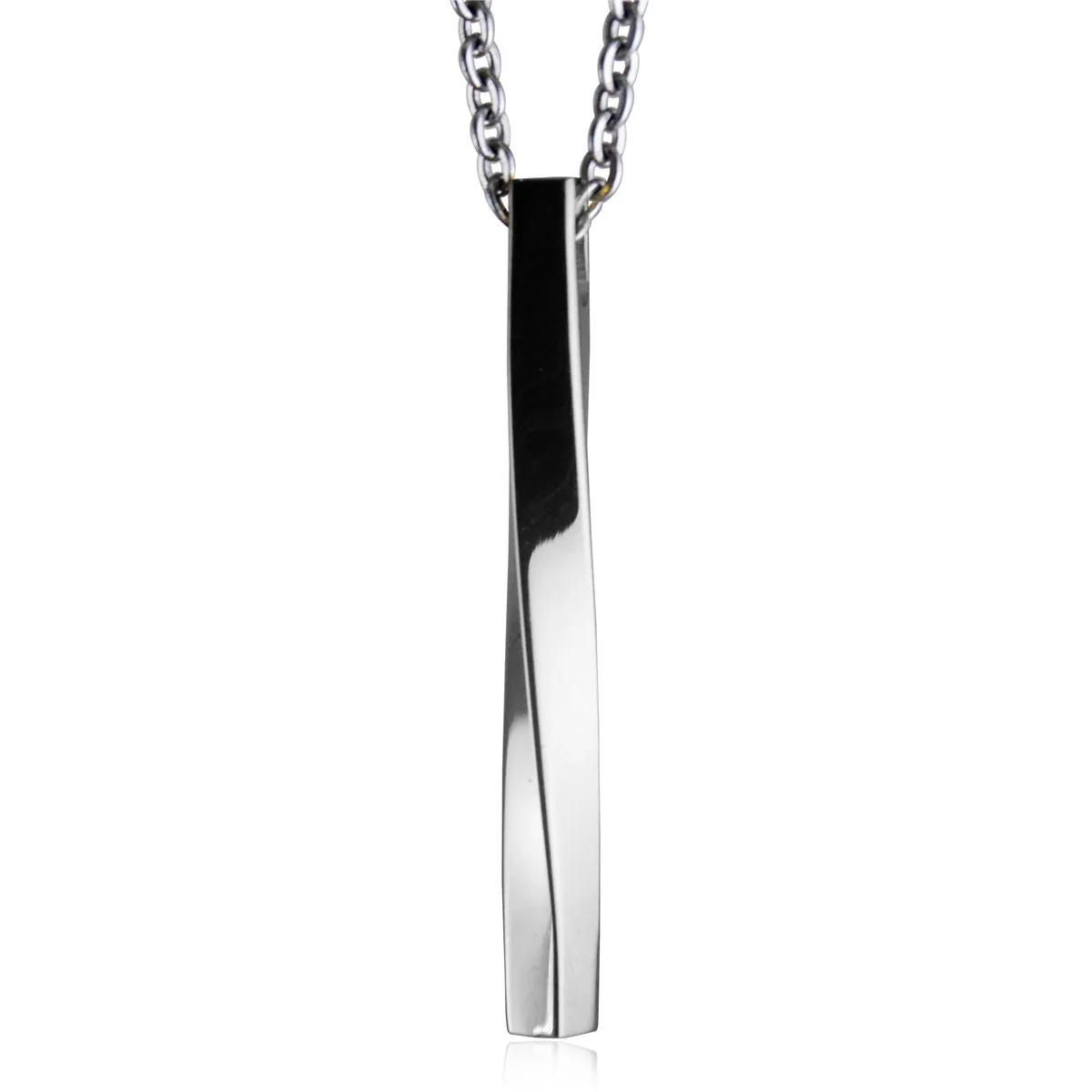 Minimalist Titanium Steel Twisted Bar Pendant For Men Women Geometric Mirror Polished Pendant Only Without Chain Jewelry