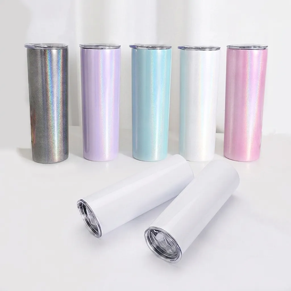 Bicchiere a Tubo in Acciaio Inossidabile Isolato Sottovuoto Con Coperchio a Scorrimento e Cannuccia Sublimazione Arcobaleno Tazza Viaggio
