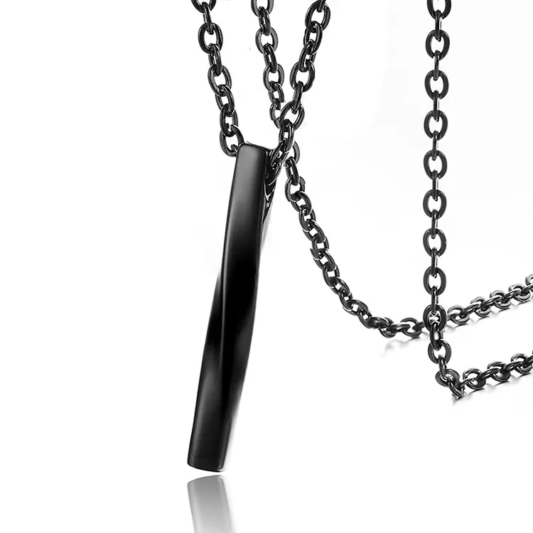Collier Pendentif Pilier Torsadé en Acier Inoxydable pour Hommes Style Industriel Minimaliste Bijoux en Acier Titane Poli