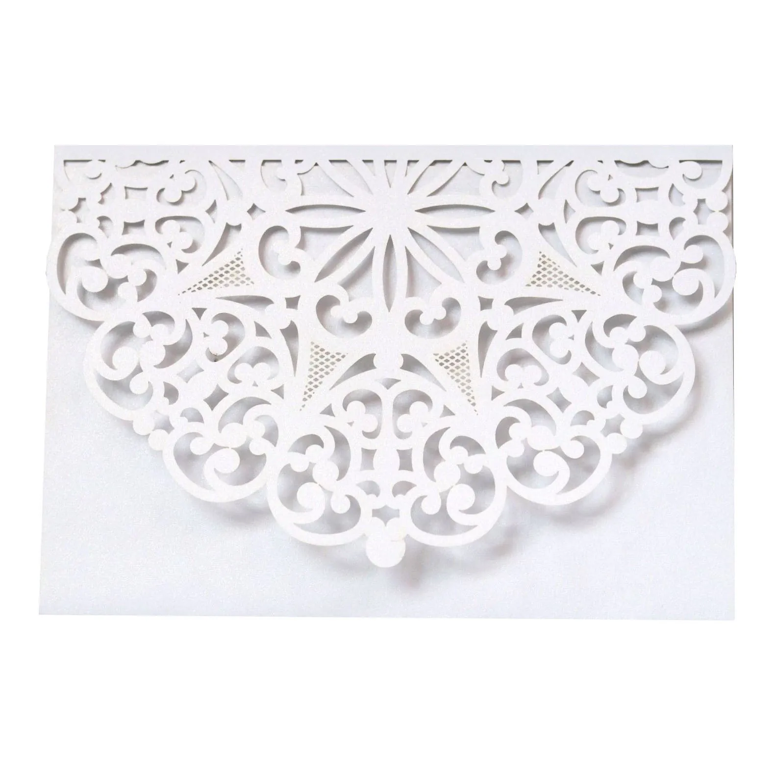 Tarjetas de Invitación de Boda de Papel Perla Artificialdo Corte Láser Encaje Mandala Con Sobres Hojas Interiores Para Fiesta Banquete