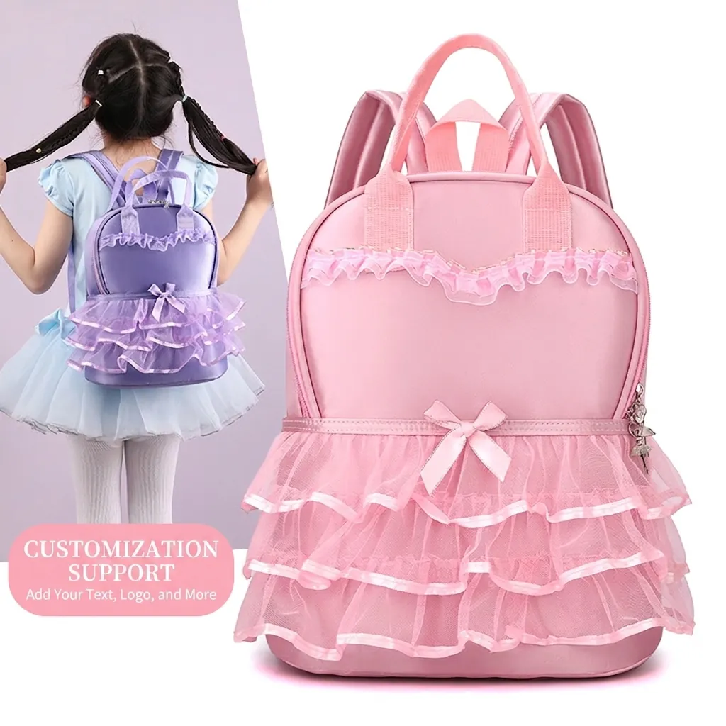 Süßer Prinzessinnen Rucksack für Mädchen mit Spitzen Ballettkleid Design und Schleife Kindergarten Schulranzen für Kleinkinder Geschenk