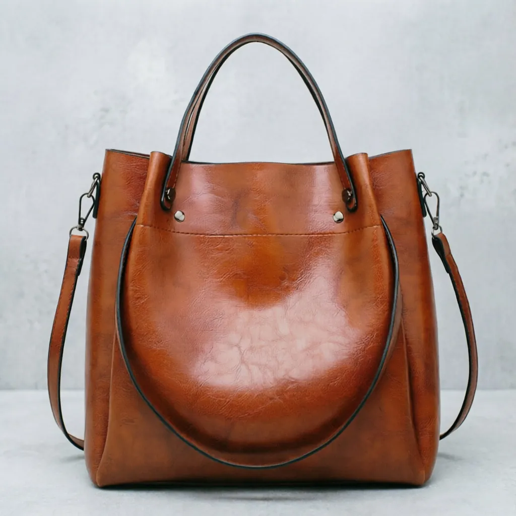 Vintage Large Capacity Tote Handbag Soft PU Leather Multiway Shoulder Crossbody Bag For Women Retro Daily Commute Style